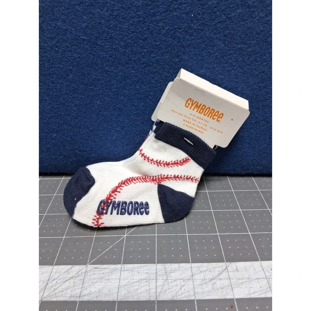Gymboree Baby Socks Red White Navy Baseball MVP 2 Pairs 6 12 Months